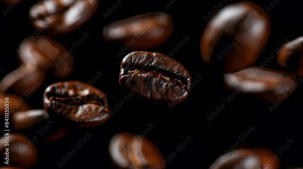 Coffee Beans Closeup On Dark Background Coffee Beans Closeup On Dark Background