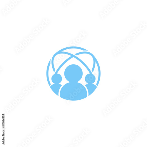 people network connection with world globe logo icon vector template
