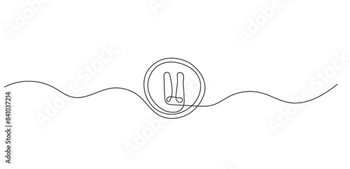 Pause icon in continuous line drawing style. Line art of pause button. Vector illustration. Abstract background