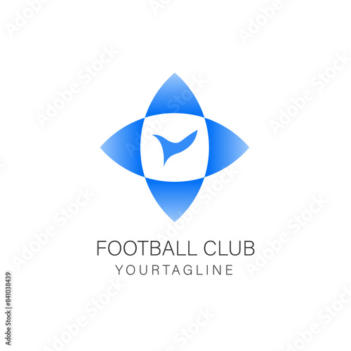 Creative and modern football club logo with abstract and simple design concept for brand identity