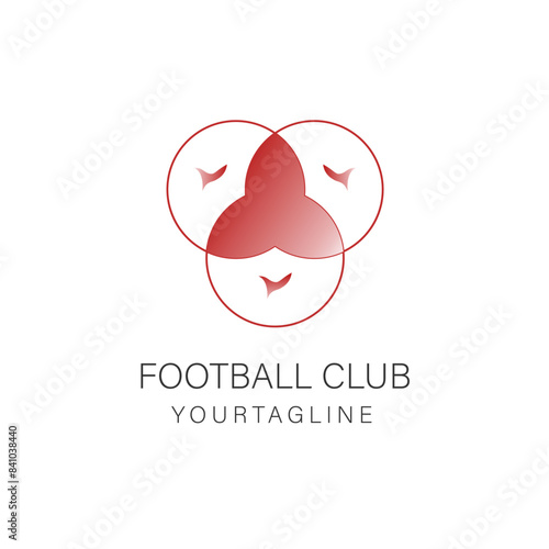 Creative and modern football club logo with abstract and simple design concept for brand identity