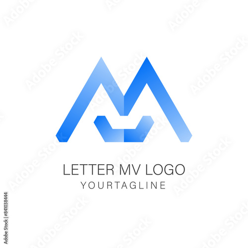 Creative letter MV fashion logo with abstract and simple design concept for brand identity