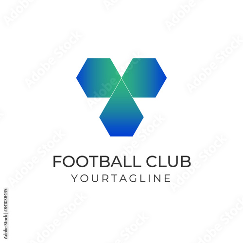 Creative and modern football club logo with abstract and simple design concept for brand identity
