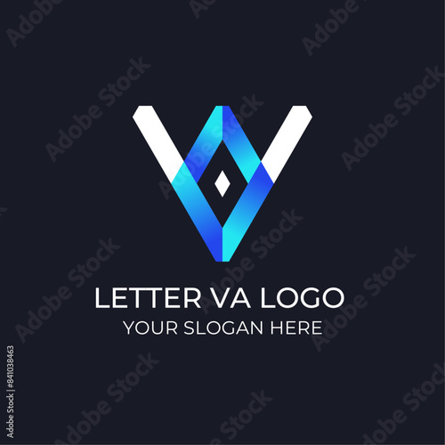 Creative letter VA fashion logo with abstract and simple design concept for brand identity