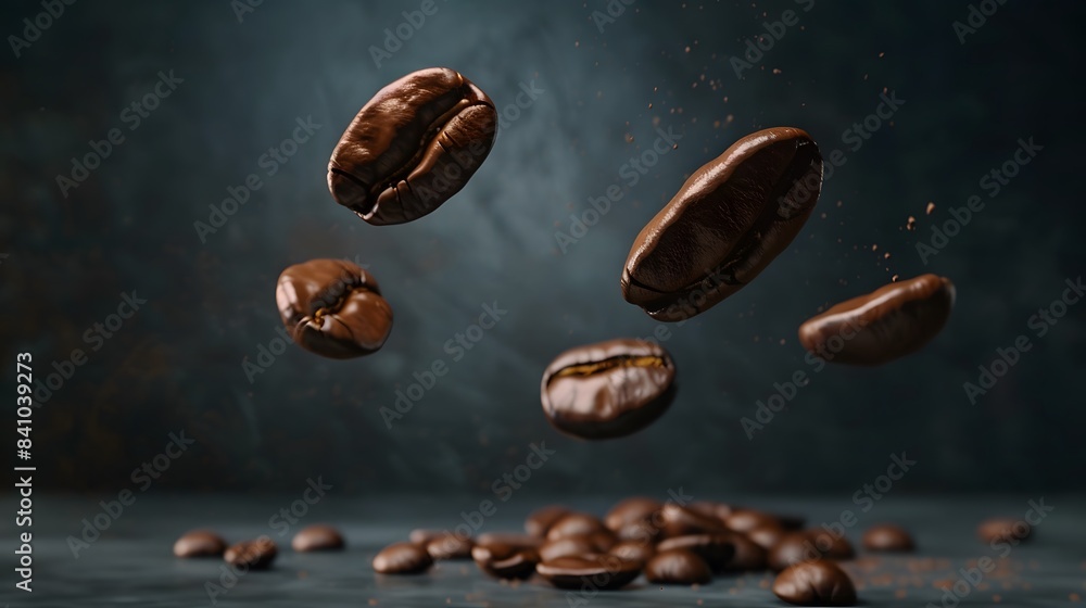Coffee Beans Closeup On Dark Background Coffee Beans Closeup On Dark Background