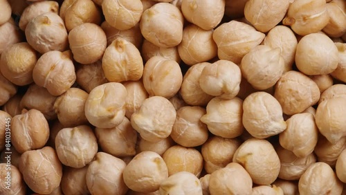 Close-up of dried chickpeas rotating