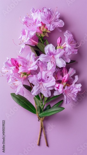 Wallpaper Mural A close-up image of a cluster of pink rhododendron flowers on a light purple background Torontodigital.ca