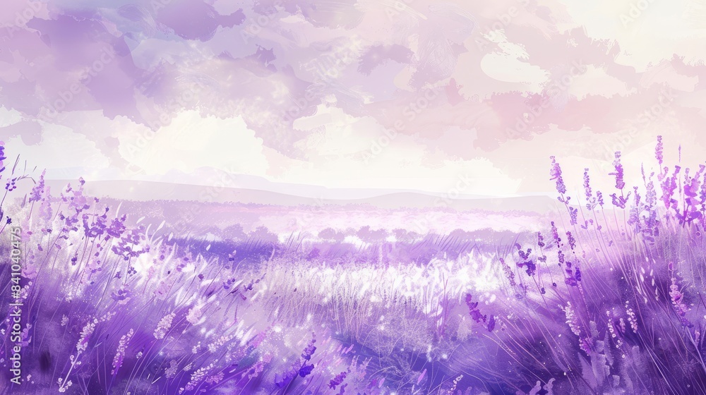 Fototapeta premium A field of lavender watercolor illustration