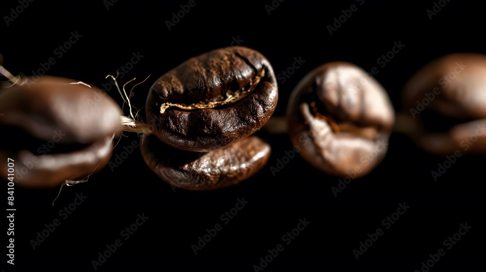 Obraz premium Coffee Beans Closeup On Dark Background