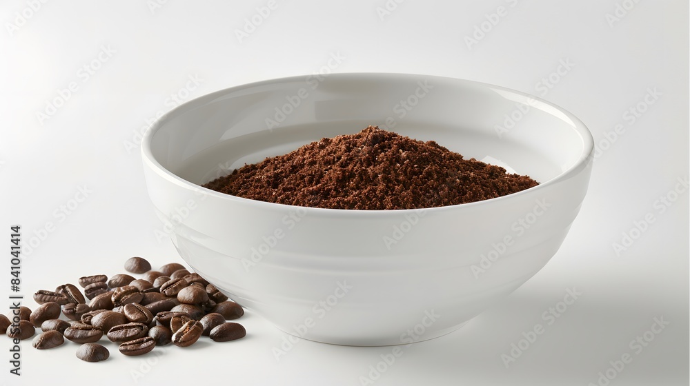 Bowl of ground coffee and beans isolated on white background Bowl of ground coffee and beans isolated on white background