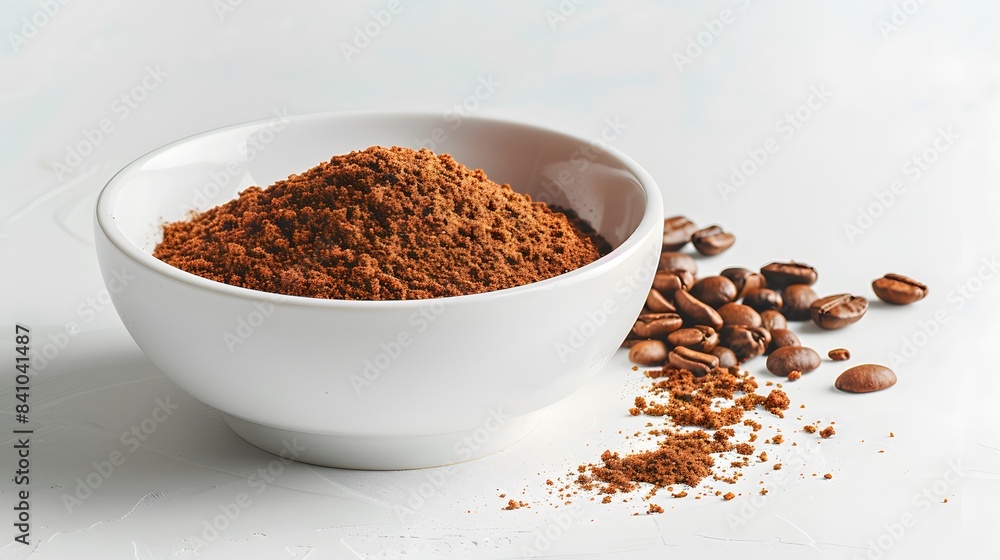 Bowl of ground coffee and beans isolated on white background Bowl of ground coffee and beans isolated on white background