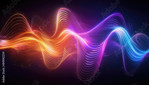 Neon lines background, glowing wavy neon light particles, website banner, colorful neon light background