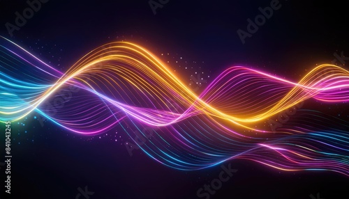 Abstract background with glowing lines, Neon lines background, glowing wavy neon light particles, website banner, colorful neon light background