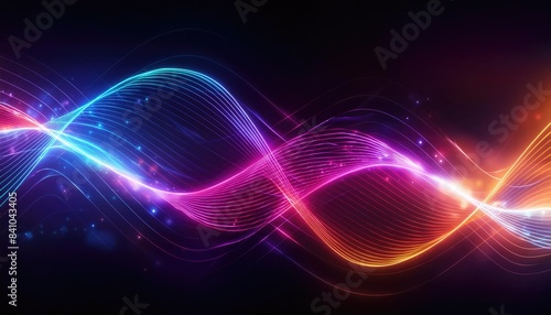 Abstract background with glowing lines, Neon lines background, glowing wavy neon light particles, website banner, colorful neon light background