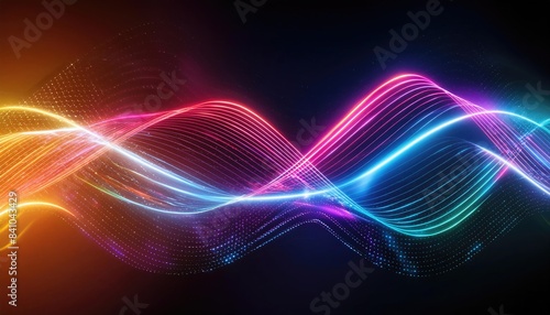 Abstract background with glowing lines, Neon lines background, glowing wavy neon light particles, website banner, colorful neon light background
