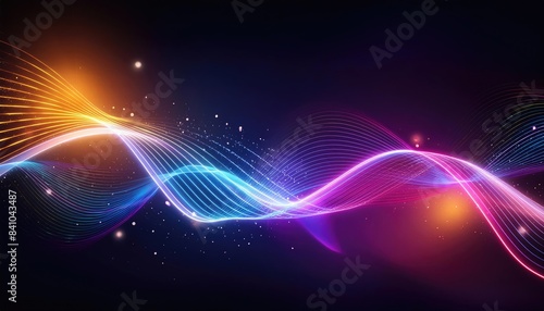 Abstract background with glowing lines, Neon lines background, glowing wavy neon light particles, website banner, colorful neon light background