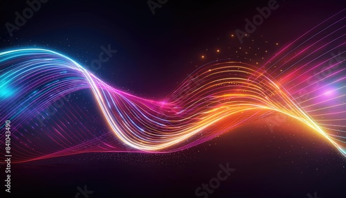 Abstract background with glowing lines, Neon lines background, glowing wavy neon light particles, website banner, colorful neon light background