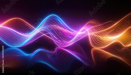 Abstract background with glowing lines, Neon lines background, glowing wavy neon light particles, website banner, colorful neon light background