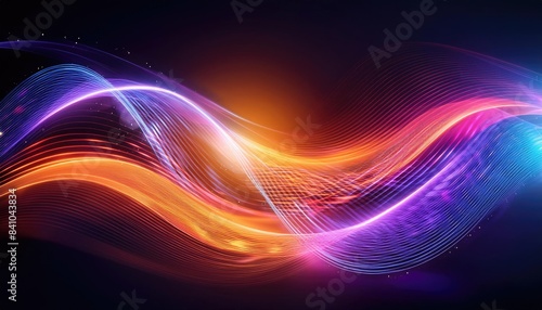 Abstract background with glowing lines, Neon lines background, glowing wavy neon light particles, website banner, colorful neon light background