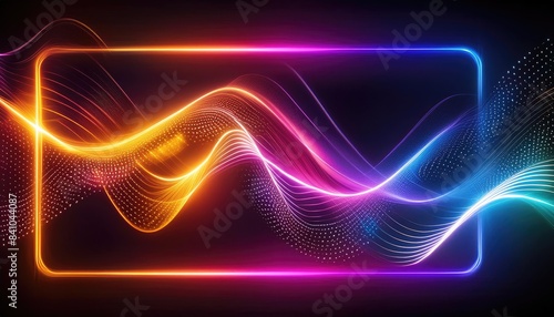 Abstract background with glowing lines, Neon lines background, glowing wavy neon light particles, website banner, colorful neon light background