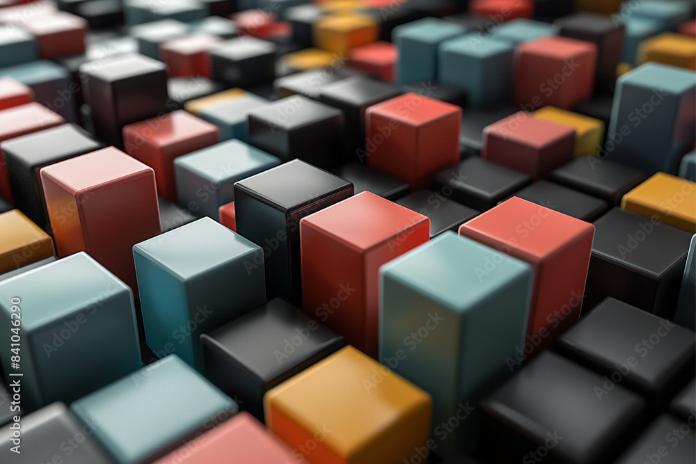 Abstract geometric blocks on black background Abstract geometric blocks on black background