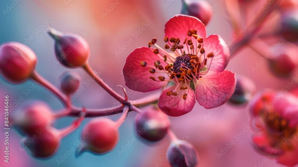 Close up shot of a rose hip flower Close up shot of a rose hip flower