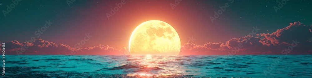 Mesmerizing Sunset Over Tranquil Ocean Waters with Vivid Colors of Orange, Pink, and Blue Creating a Stunning and Serene Horizon Mesmerizing Sunset Over Tranquil Ocean Waters with Vivid Colors of Orange, Pink, and Blue Creating a Stunning and Serene Horizon