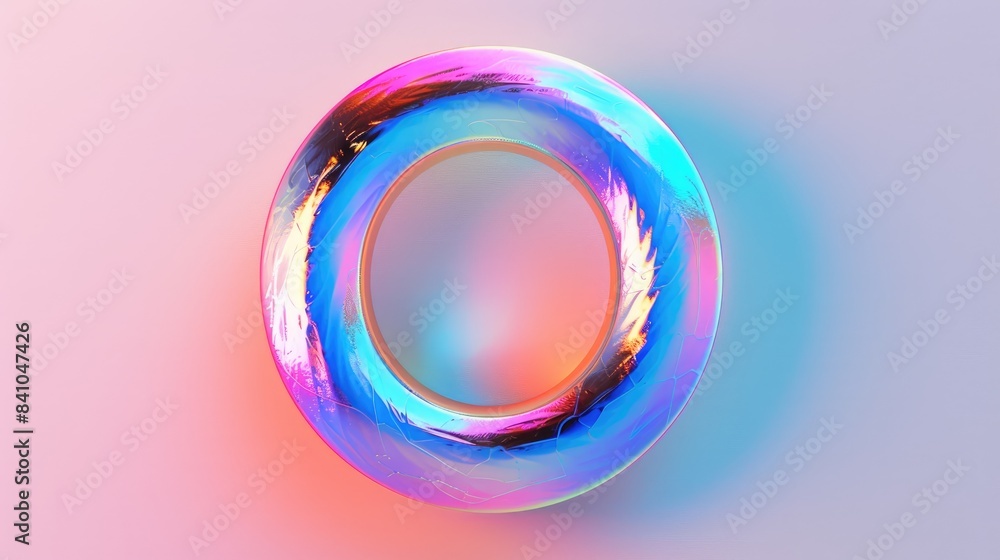 Iridescent letter O in the color of the sky Iridescent letter O in the color of the sky