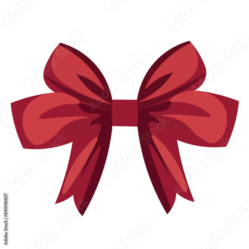 Red ribbon bow knot decoration vector illustration, decorative gift ribbon bowtie isolated, maroon red color bows, gift wrapping ornament, present wrapping decoration elements
