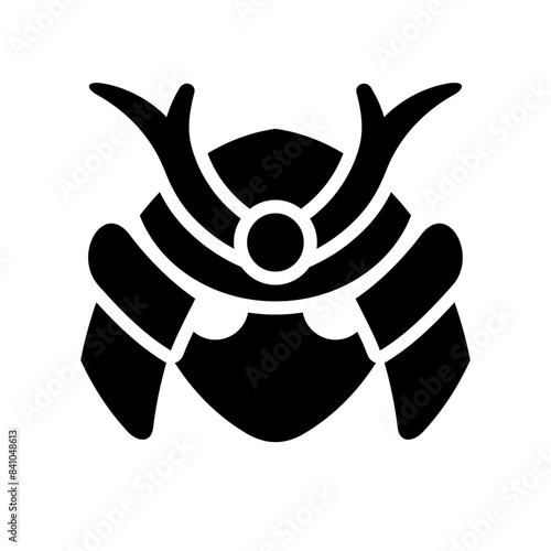Samurai logo vector image, japanese samurai warrior helmet logo icon design, ronin samurai head symbol, samurai mask kabuto armor
