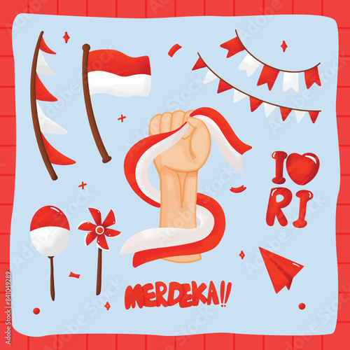 Illustration for indonesia independence day celebration