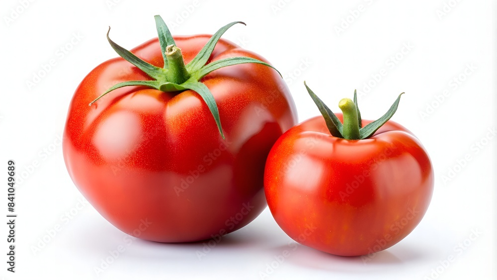 Two Ripe Red Tomatoes Isolated On White Background. Two Ripe Red Tomatoes Isolated On White Background.