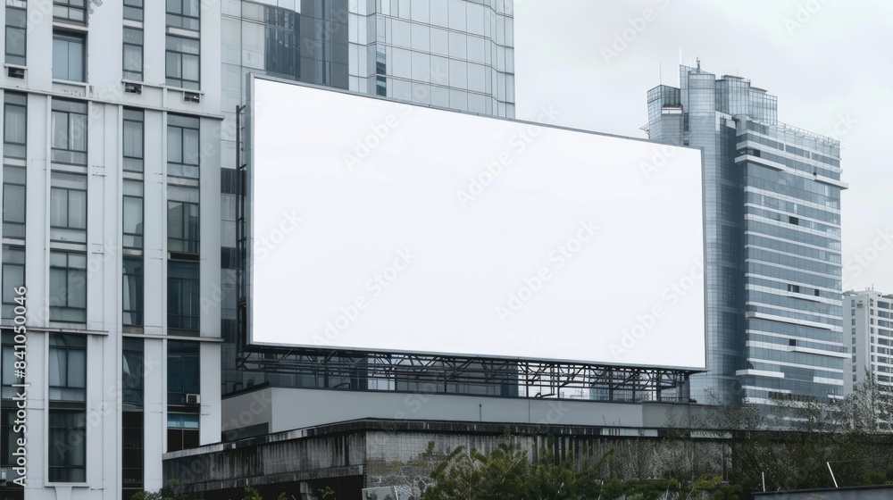 Large billboard advertisement mockup on modern building exterior Large billboard advertisement mockup on modern building exterior