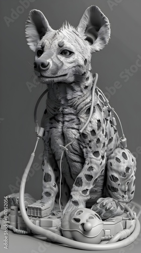 Hyena in Hospital - Surreal 3D of Scavenger Creature with Medical Accoutrements