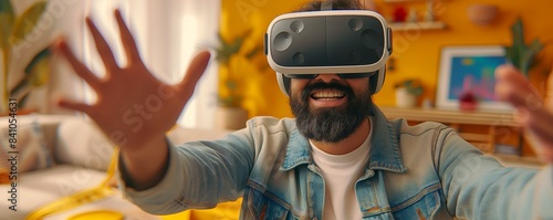 Man with arms open experiencing VR © gearstd