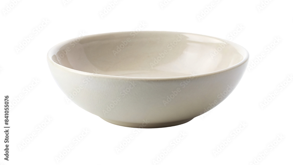 A clean white ceramic bowl sits empty and isolated on a bright white background A clean white ceramic bowl sits empty and isolated on a bright white background