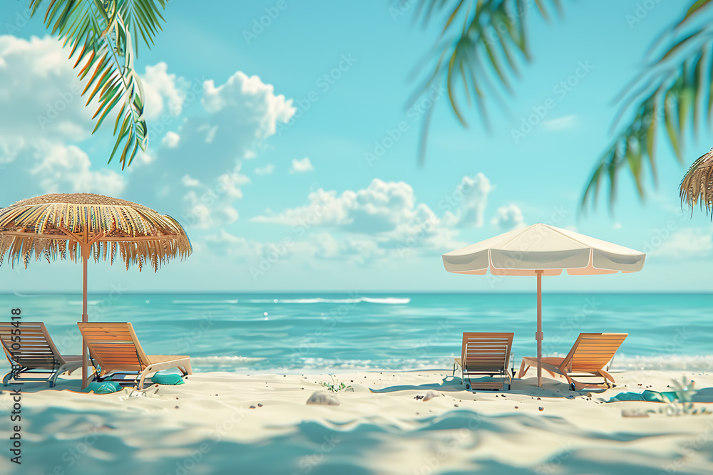 Obraz premium People relaxing and tanning at the beach, enjoying the sun, playing volleyball, and swimming