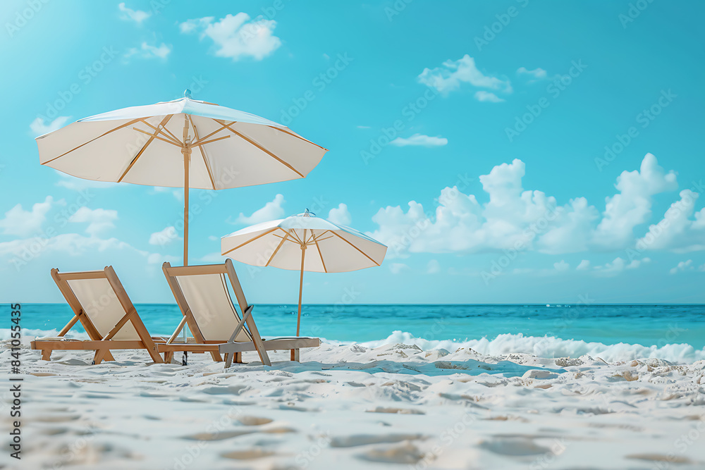 Fototapeta premium People relaxing and tanning at the beach, enjoying the sun, playing volleyball, and swimming