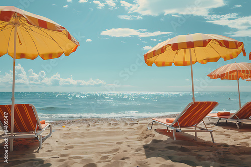 People relaxing and tanning at the beach, enjoying the sun, playing volleyball, and swimming © Evhen Pylypchuk