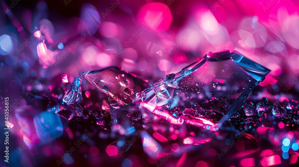 light set, light painting, UV light, abstract, broken glass, rim light, cinematic shot aspect ratio 3:1 for banner, landing page, website light set, light painting, UV light, abstract, broken glass, rim light, cinematic shot aspect ratio 3:1 for banner, landing page, website