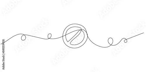 Prohibition sign in continuous line drawing style. Line art of the STOP symbol. Vector illustration. Abstract background