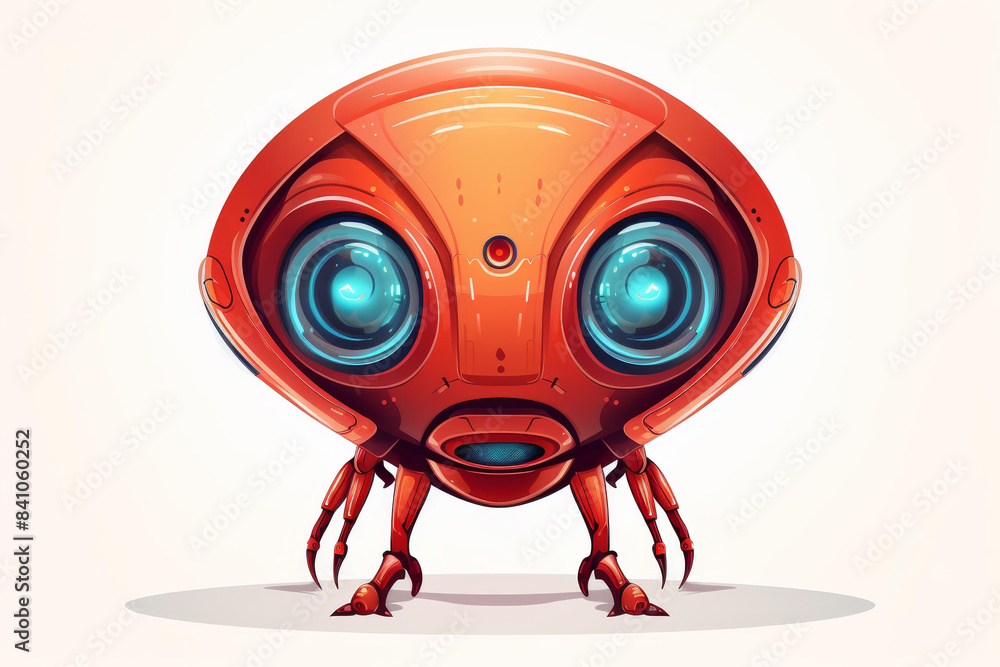 Fototapeta premium Stunning illustration of a cute futuristic robotic character with a beautiful face and vibrant colors.