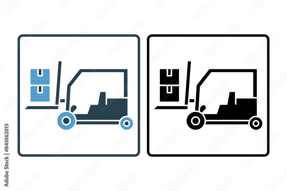 Forklift icon. icon related to supply chain. suitable for web site, app, user interfaces, printable etc. solid icon style. simple vector design editable Forklift icon. icon related to supply chain. suitable for web site, app, user interfaces, printable etc. solid icon style. simple vector design editable