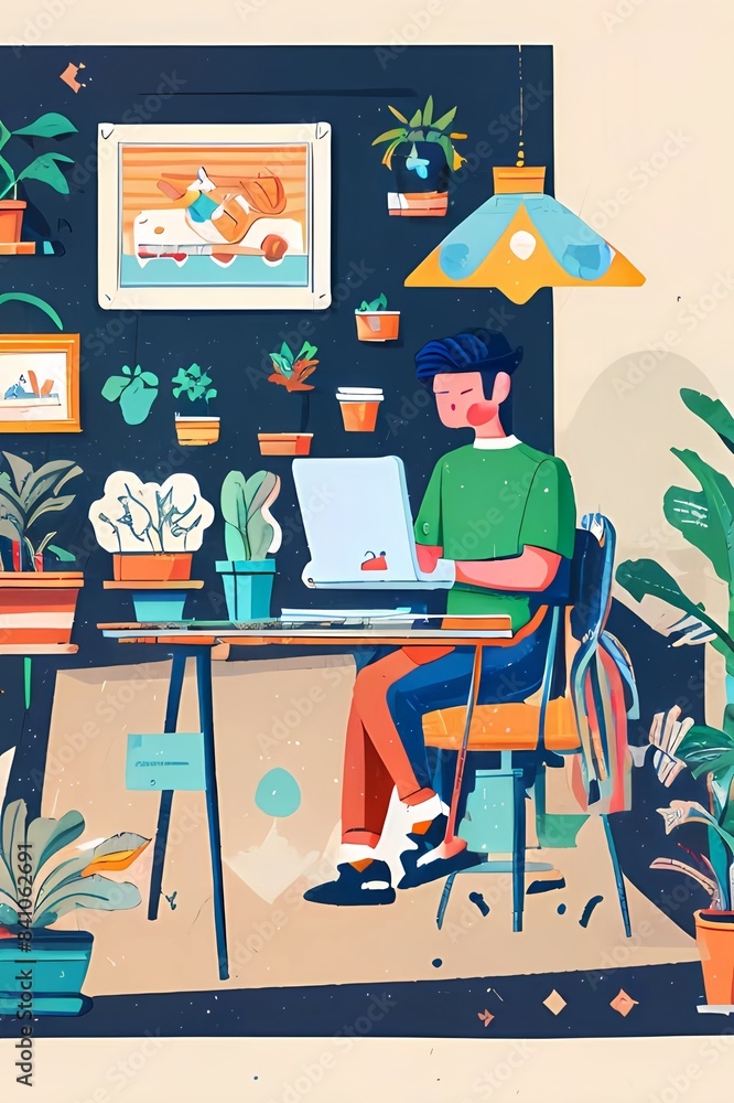 illustration of a person working on a computer illustration of a person working on a computer