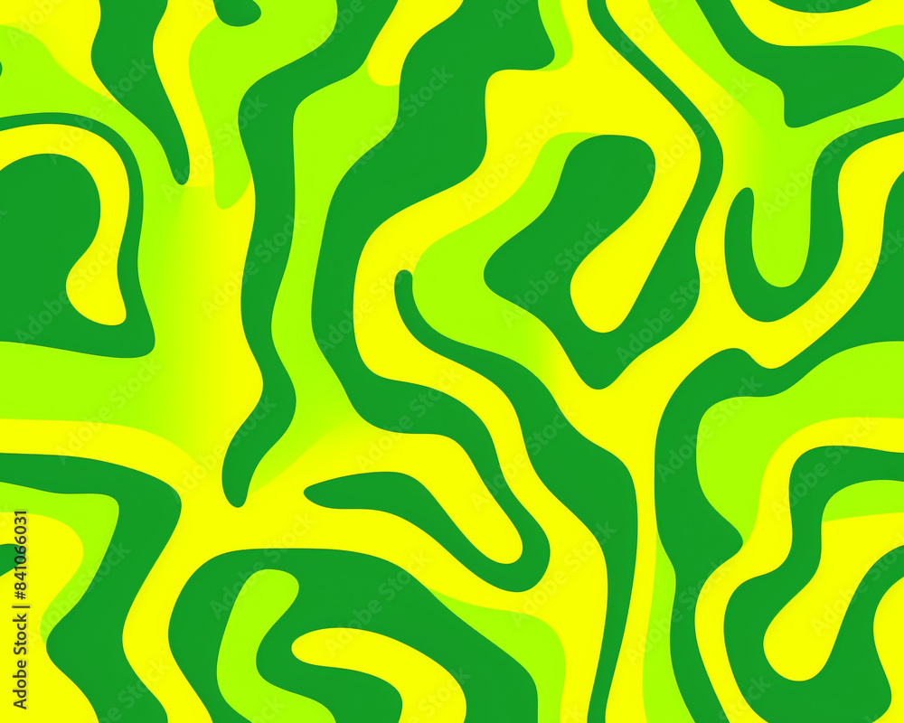 Abstract green and yellow camouflage pattern with wavy lines and curves, ideal for backgrounds, designs, and artistic concepts. Abstract green and yellow camouflage pattern with wavy lines and curves, ideal for backgrounds, designs, and artistic concepts.