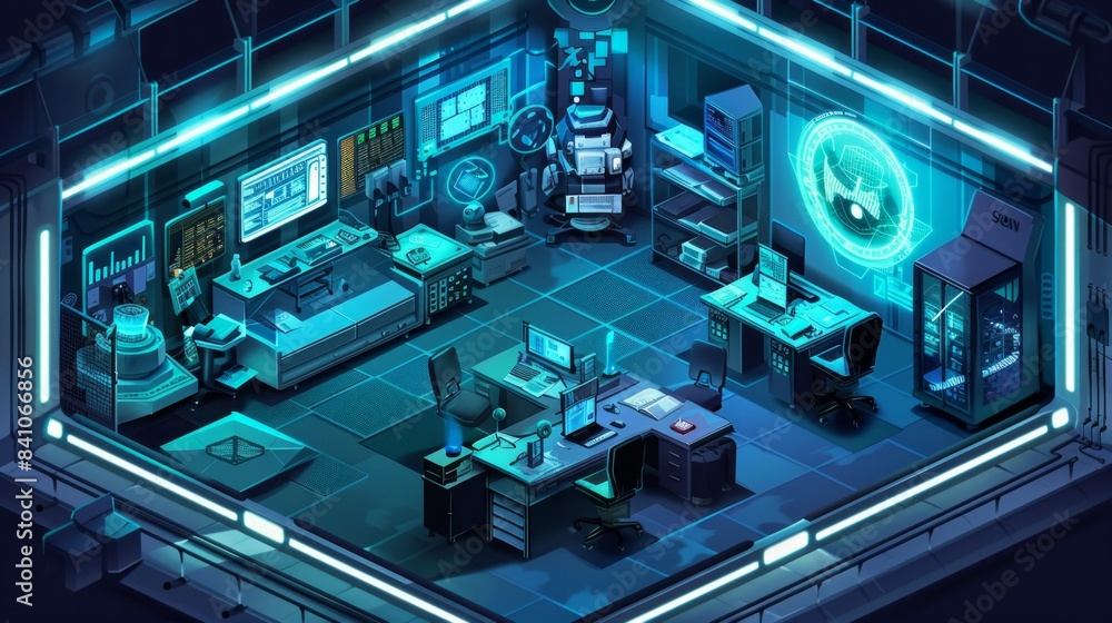 Isometric Quarantine Room Concept Isometric Quarantine Room Concept