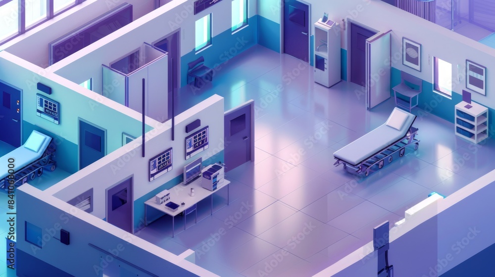 Isometric Quarantine Room Concept Isometric Quarantine Room Concept