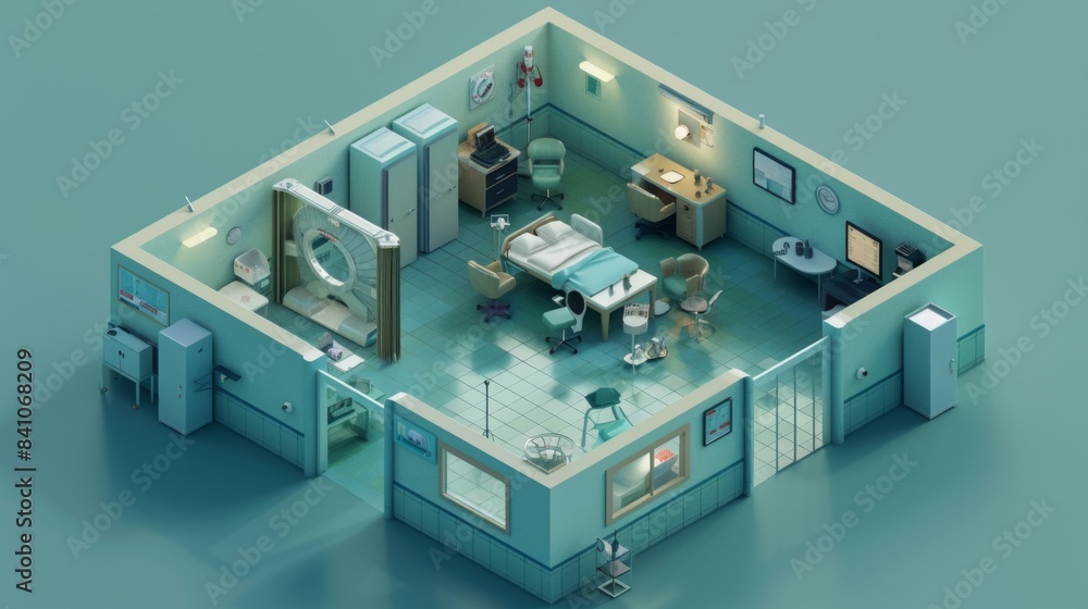 Isometric Quarantine Room Concept Isometric Quarantine Room Concept