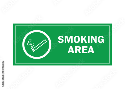smoking area smoke permitted sign illustration with text horizontal form and green background 2