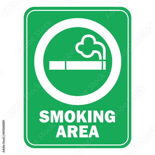 smoking area smoke permitted sign illustration with text and green background